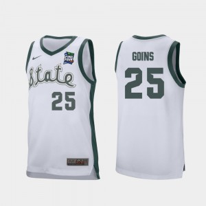 For Men Michigan State University #25 Kenny Goins White 2019 Final-Four Retro Performance Jersey 301465-390