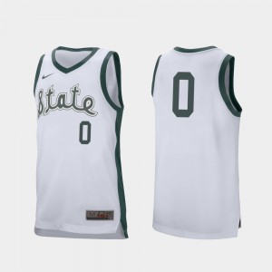 For Men's Michigan State University #0 Kyle Ahrens White Retro Performance College Basketball Jersey 707074-183