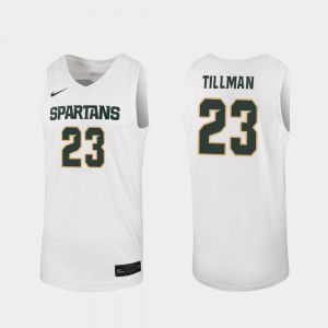 Men's Michigan State Spartans #23 Xavier Tillman White Replica 2019-20 College Basketball Jersey 158607-154