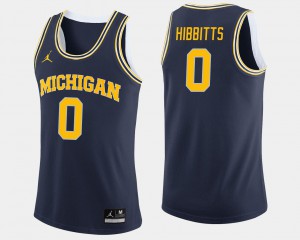 Men's Michigan #0 Brent Hibbitts Navy College Basketball Jersey 842715-684