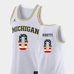 Men's Michigan Wolverines #0 Brent Hibbitts White USA Flag College Basketball Jersey 204849-433