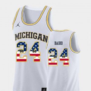For Men's Michigan #24 C.J. Baird White USA Flag College Basketball Jersey 328286-429
