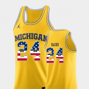 Men Michigan #24 C.J. Baird Yellow USA Flag College Basketball Jersey 427787-854