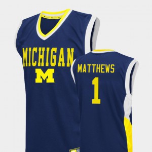 For Men's University of Michigan #1 Charles Matthews Blue Fadeaway College Basketball Jersey 493105-231