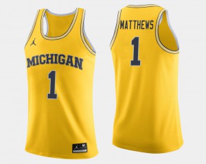 For Men U of M #1 Charles Matthews Maize College Basketball Jersey 611779-992