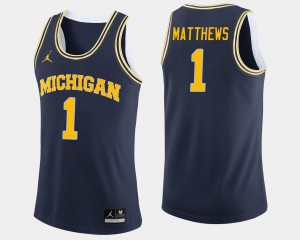 For Men's Michigan #1 Charles Matthews Navy College Basketball Jersey 297564-247