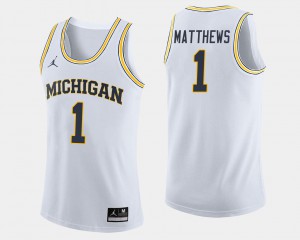 For Men's Michigan #1 Charles Matthews White College Basketball Jersey 323535-401