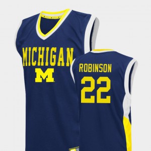 For Men's University of Michigan #22 Duncan Robinson Blue Fadeaway College Basketball Jersey 670385-183