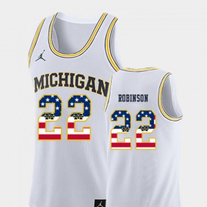 Men Michigan #22 Duncan Robinson White USA Flag College Basketball Jersey 313710-508