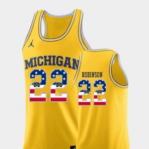 Men's University of Michigan #22 Duncan Robinson Yellow USA Flag College Basketball Jersey 198689-644