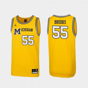 Men's Wolverines #55 Eli Brooks Maize Replica 1989 Throwback College Basketball Jersey 728918-809