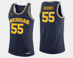 For Men University of Michigan #55 Eli Brooks Navy College Basketball Jersey 846329-583