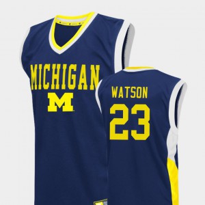 Men's Michigan #23 Ibi Watson Blue Fadeaway College Basketball Jersey 482740-770