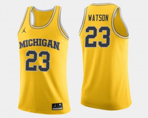 For Men's U of M #23 Ibi Watson Maize College Basketball Jersey 763401-460