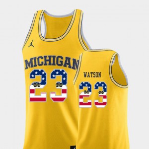 Mens Michigan #23 Ibi Watson Yellow USA Flag College Basketball Jersey 873964-182