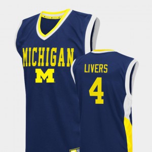 For Men University of Michigan #4 Isaiah Livers Blue Fadeaway College Basketball Jersey 126380-156