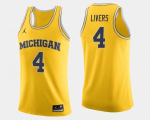 For Men's Michigan Wolverines #4 Isaiah Livers Maize College Basketball Jersey 622574-133