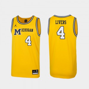 Men's Michigan #4 Isaiah Livers Maize Replica 1989 Throwback College Basketball Jersey 505810-131