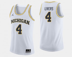 Mens University of Michigan #4 Isaiah Livers White College Basketball Jersey 171001-135