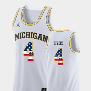 Men's Michigan #4 Isaiah Livers White USA Flag College Basketball Jersey 963595-782