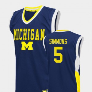 For Men's U of M #5 Jaaron Simmons Blue Fadeaway College Basketball Jersey 789101-162