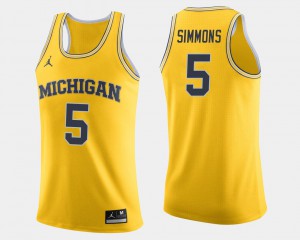 Men's Michigan #5 Jaaron Simmons Maize College Basketball Jersey 651970-386