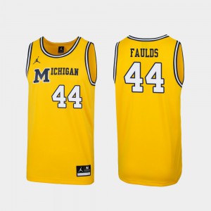Men Michigan Wolverines #44 Jaron Faulds Maize Replica 1989 Throwback College Basketball Jersey 957652-531