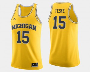 For Men's U of M #15 Jon Teske Maize College Basketball Jersey 878438-459
