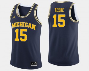 Men Michigan Wolverines #15 Jon Teske Navy College Basketball Jersey 201617-116
