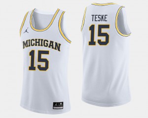 Mens U of M #15 Jon Teske White College Basketball Jersey 203230-909