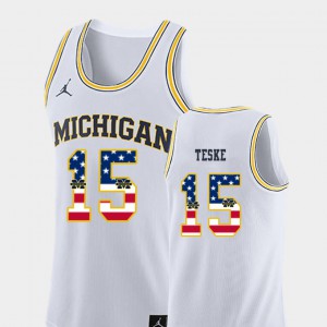 Mens Michigan #15 Jon Teske White USA Flag College Basketball Jersey 386482-440