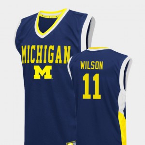 Mens University of Michigan #11 Luke Wilson Blue Fadeaway College Basketball Jersey 963938-803