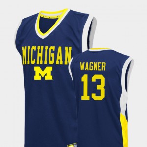 For Men Michigan #13 Moritz Wagner Blue Fadeaway College Basketball Jersey 965611-720