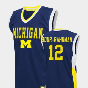 For Men Michigan Wolverines #12 Muhammad-Ali Abdur-Rahkman Blue Fadeaway College Basketball Jersey 979009-347