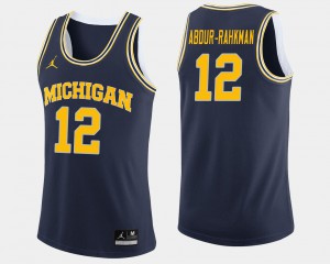For Men's Michigan Wolverines #12 Muhammad-Ali Abdur-Rahkman Navy College Basketball Jersey 159458-703