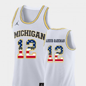 Mens University of Michigan #12 Muhammad-Ali Abdur-Rahkman White USA Flag College Basketball Jersey 719838-252