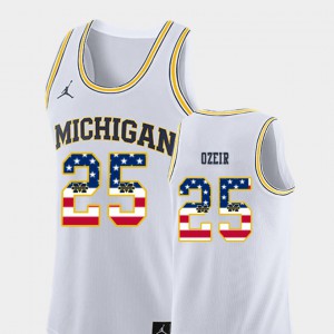 Mens Michigan #25 Naji Ozeir White USA Flag College Basketball Jersey 152644-155