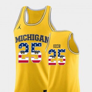 Men Michigan #25 Naji Ozeir Yellow USA Flag College Basketball Jersey 978632-600
