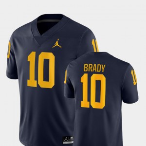For Men's University of Michigan #10 Tom Brady Navy Game College Football Jersey 653142-164