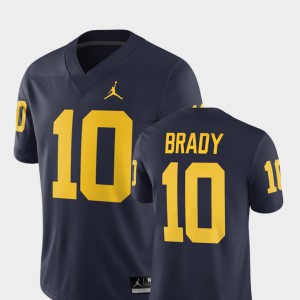 Men's Wolverines #10 Tom Brady Navy Alumni Football Game 2018 Jersey 465831-586