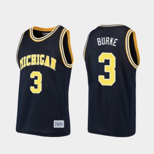 Mens Wolverines #3 Trey Burke Navy Alumni Basketball Jersey 617652-557