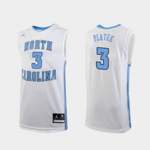 Men's North Carolina #3 Andrew Platek White Replica College Basketball Jersey 630589-597