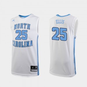 Men's University of North Carolina #25 Caleb Ellis White Replica College Basketball Jersey 690743-168