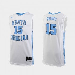 For Men's Tar Heels #15 Garrison Brooks White Replica College Basketball Jersey 938496-894