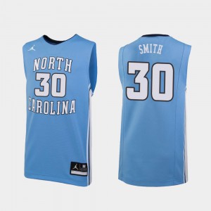 For Men's North Carolina #30 K.J. Smith Carolina Blue Replica College Basketball Jersey 493167-563
