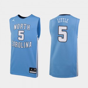 Mens UNC Tar Heels #5 Nassir Little Carolina Blue Replica College Basketball Jersey 230230-778