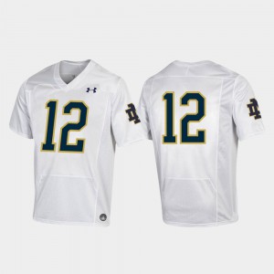 For Men ND #12 White Premier College Football Jersey 567763-991