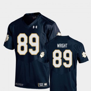For Men's ND #89 Brock Wright Navy College Football Replica Jersey 405431-412