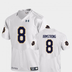 For Men's University of Notre Dame #8 Jafar Armstrong White College Football Replica Jersey 494092-753
