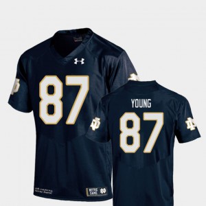 Men's Notre Dame #87 Michael Young Navy College Football Replica Jersey 982831-793